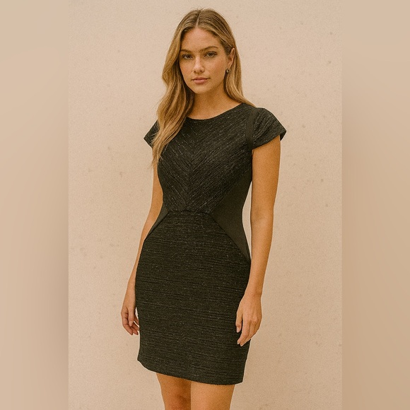 Kenneth Cole Black Figure Flattering Glitter Tweed Dress size 6 - Picture 1 of 8